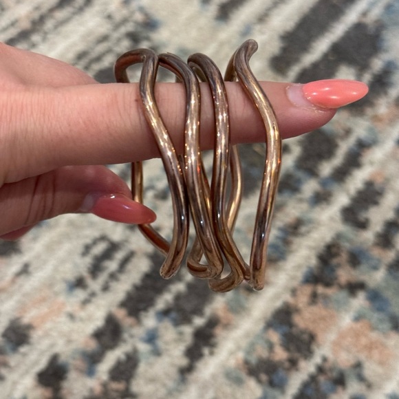 Elegant Rose Gold-Tone Bangle Set of 4 - Picture 1 of 5